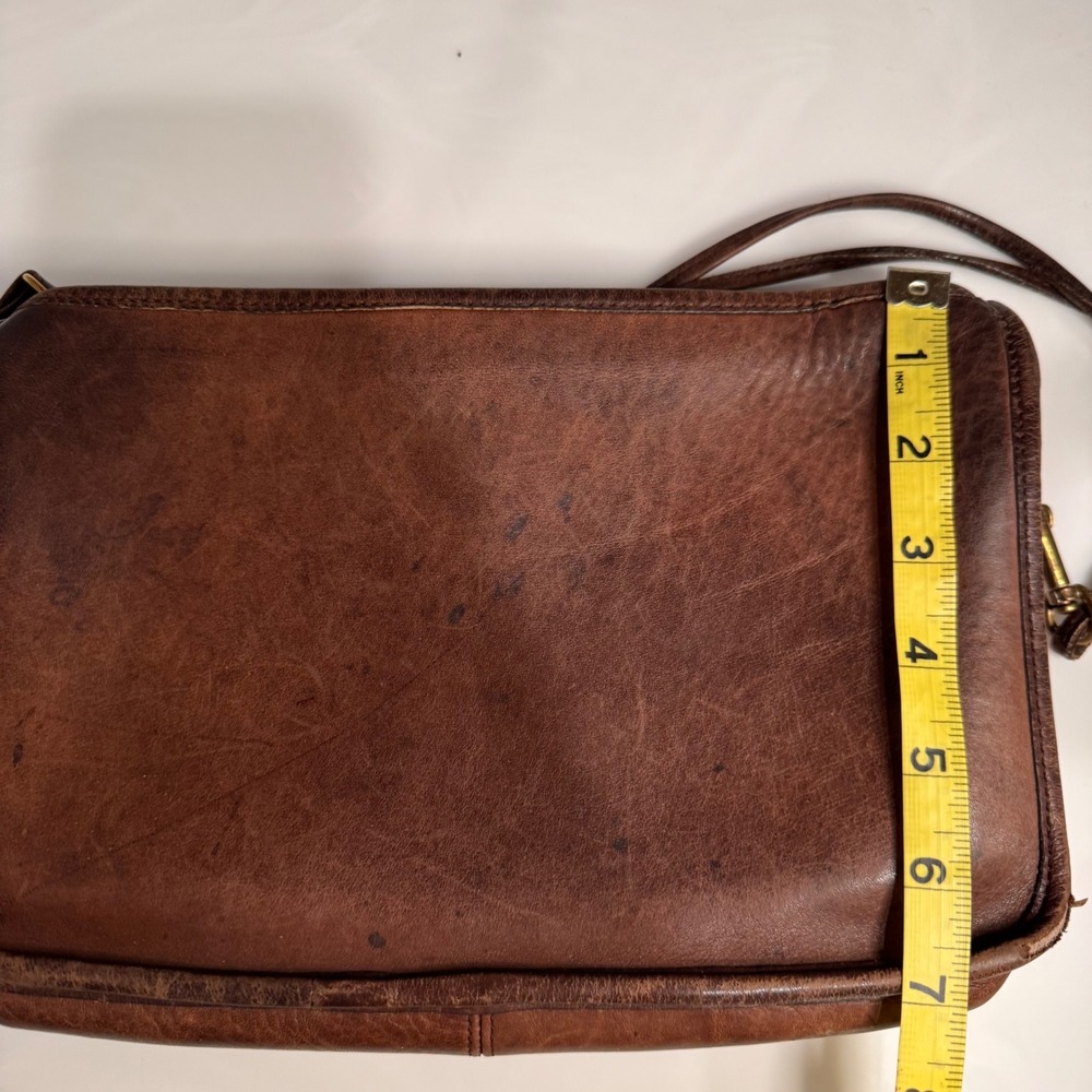 Vintage 90's Coach Leather Shoulder Clutch Bag Dark Brown Purse #0132 - Picture 3 of 16